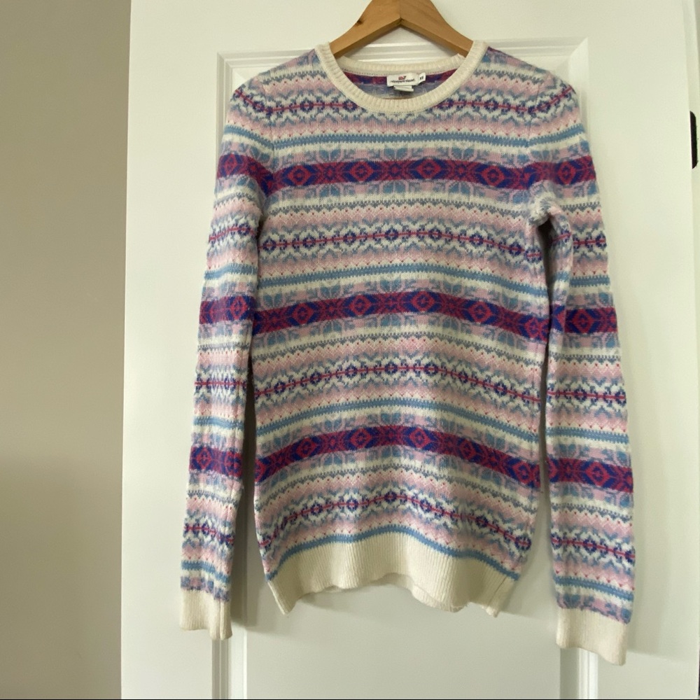 Vineyard Vines Fair Isle Snowflake Crew Neck Sweater Size XS with MEASUREMENTS - Picture 5 of 9